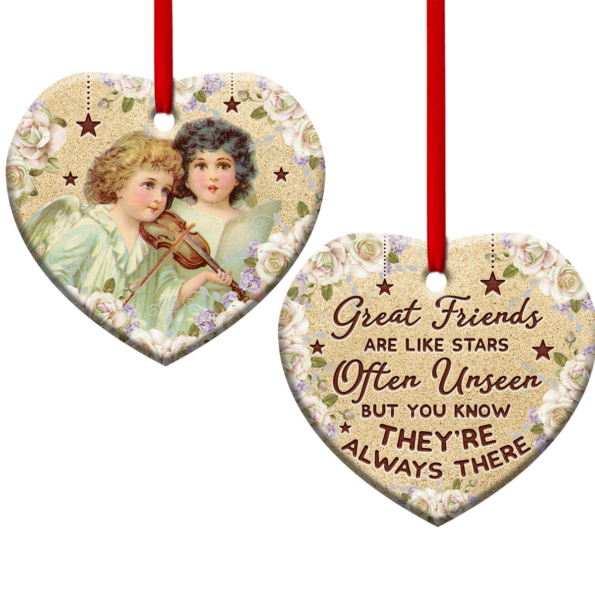 Jesus Angel Bestie Great Friends Are Like Stars Heart Ceramic Ornament - Christmas Ornament - Christmas Gift