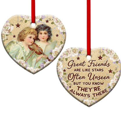 Jesus Angel Bestie Great Friends Are Like Stars Heart Ceramic Ornament - Christmas Ornament - Christmas Gift