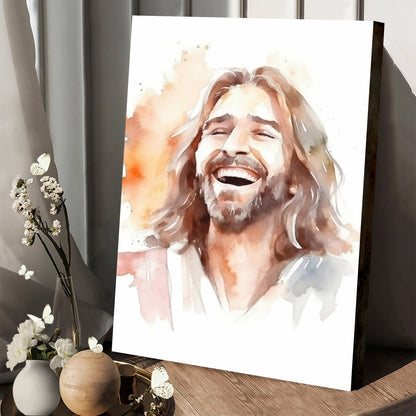 Jesus Art Christ Portrait Laughing Christ Painting - Jesus Canvas Art - Christian Wall Canvas