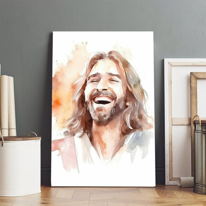 Jesus Art Christ Portrait Laughing Christ Painting - Jesus Canvas Art - Christian Wall Canvas