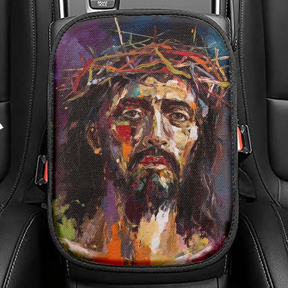 Jesus Art Seat Box Cover, Jesus Car Center Console Cover, Christian Car Interior Accessories