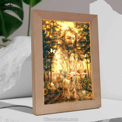 Jesus Artwork, Magic Forest, Little Lamb Painting Frame Lamp