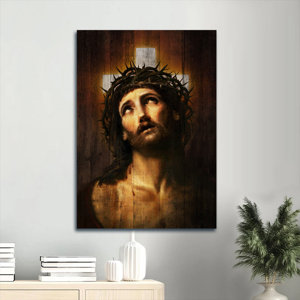 Jesus Artwork The Real Face Of Jesus Jesus Calls White Cross Canvas Wall Art - Christian Gift