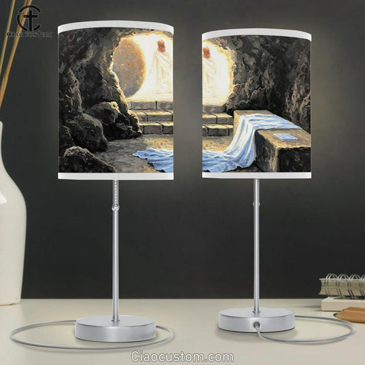 Jesus At The Tomb Table Lamp Art - Christian Lamp Art Decor - Easter Lamp Art