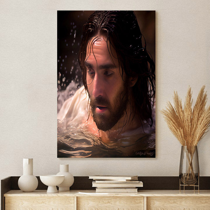 Jesus Baptism Wall Art Instant - Jesus Canvas Pictures - Christian Wall Art