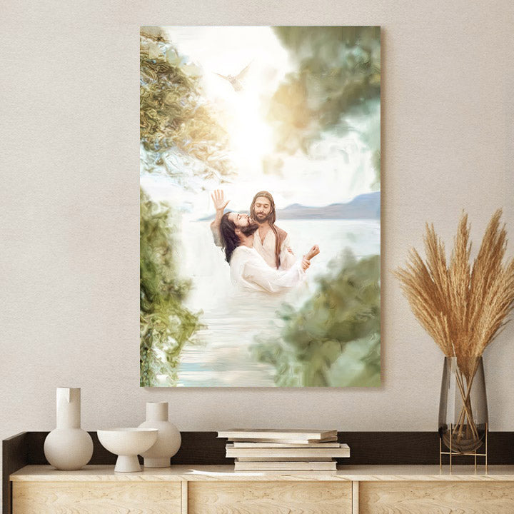 Jesus Baptized Canvas Pictures - Jesus Christ Art - Christian Canvas Wall Art