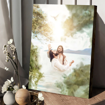 Jesus Baptized Canvas Pictures - Jesus Christ Art - Christian Canvas Wall Art