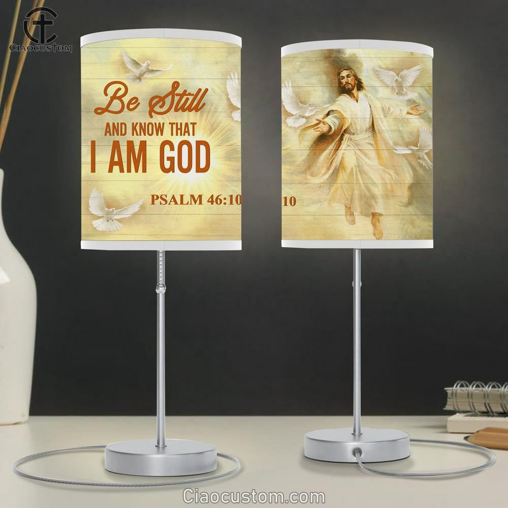 Jesus Be Still And Know That I Am God Large Table Lamp - Christian Table Lamp Prints - Religious Table Lamp Art