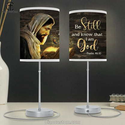 Jesus Be Still And Know That I Am God Table Lamp Art - Bible Verse Lamp Art - Room Decor Christian