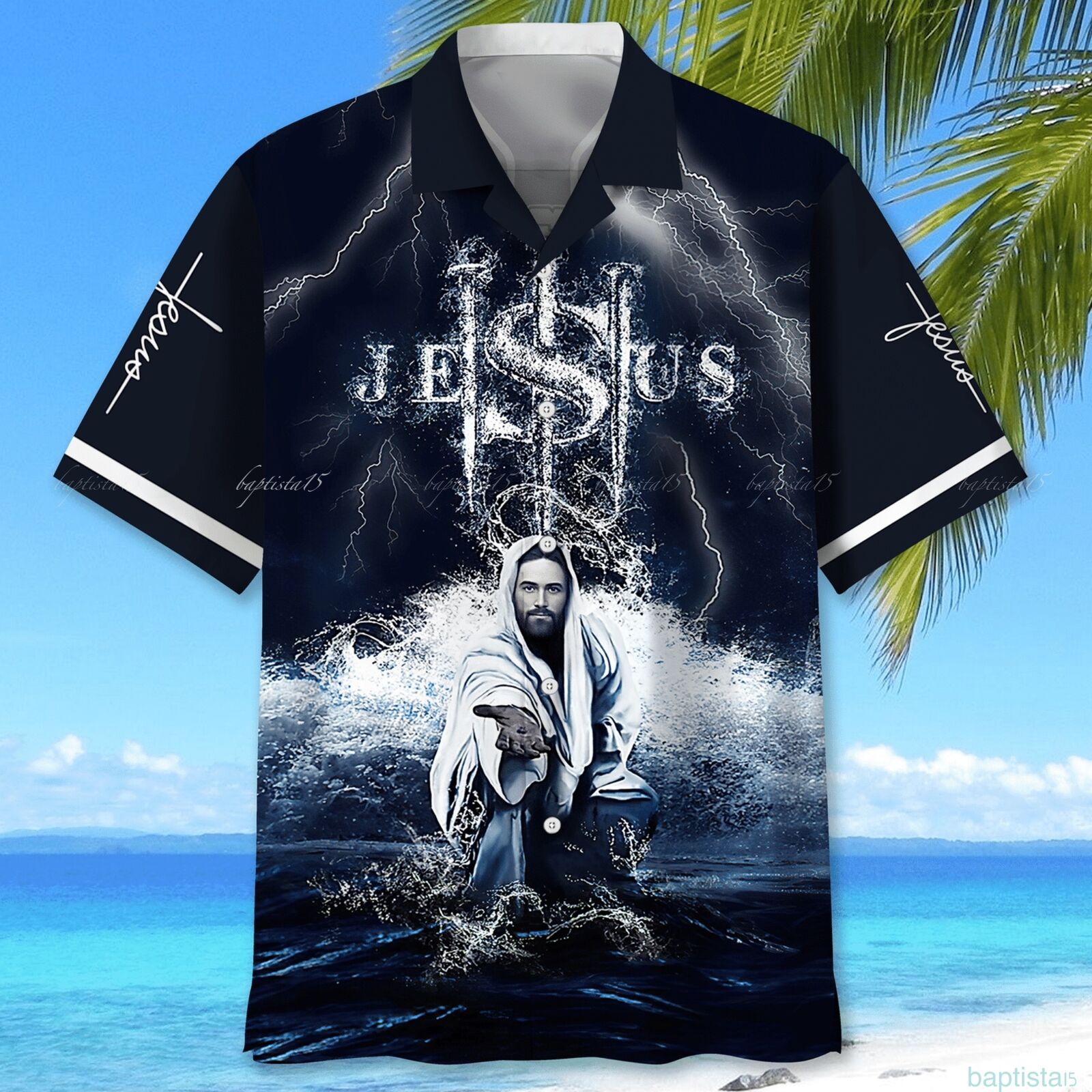 Jesus Beach Giving His Hand Hawaiian Shirt For Men & Women
