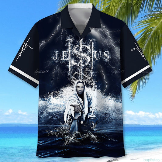 Jesus Beach Giving His Hand Hawaiian Shirt For Men & Women