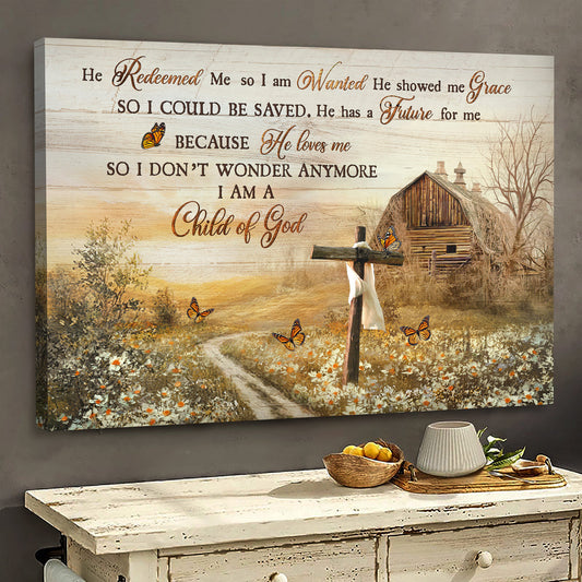 Jesus Beautiful Farm Old Cross He Redeemed Me Canvas Wall Art - Jesus Canvas Pictures - Christian Wall Posters