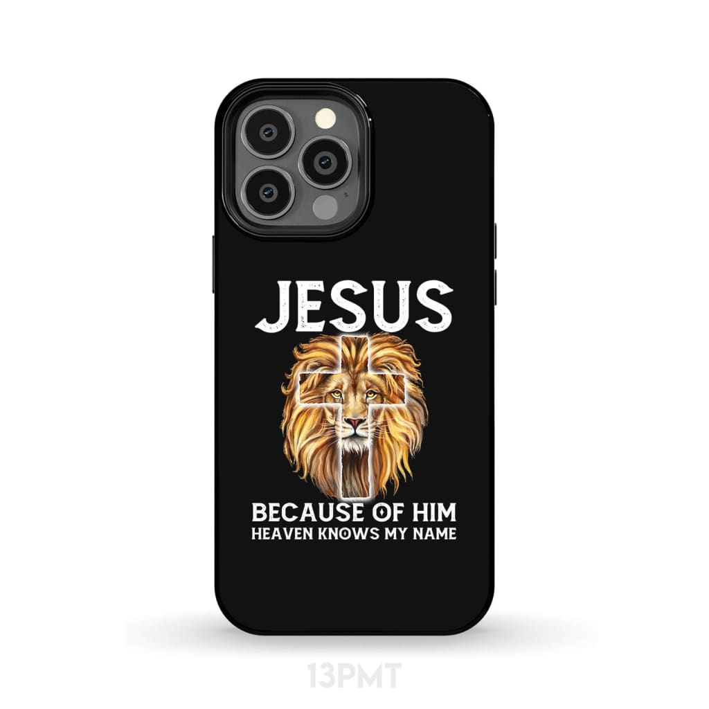 Jesus Because Of Him Heaven Knows My Name Phone Case - Jesus Phone Cases - Inspirational Bible Scripture iPhone Cases