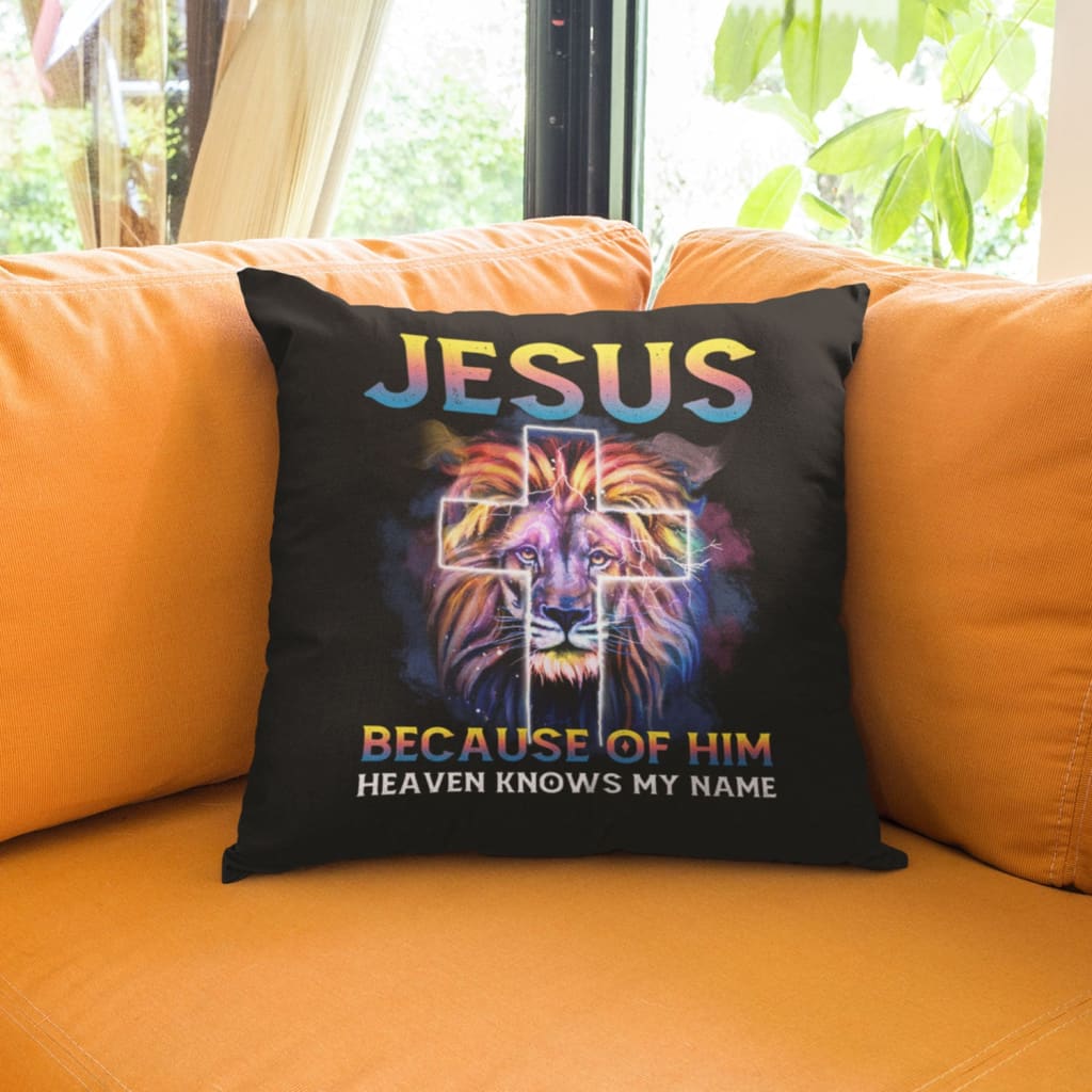 Jesus Because Of Him Heaven Knows My Name Pillow, Jesus Pillows