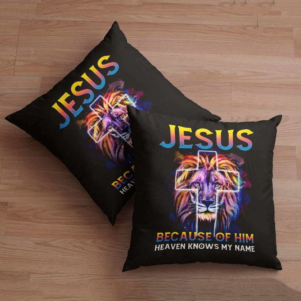 Jesus Because Of Him Heaven Knows My Name Pillow, Jesus Pillows