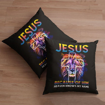 Jesus Because Of Him Heaven Knows My Name Pillow, Jesus Pillows