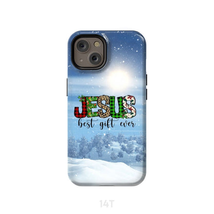 Jesus Best Gift Ever Buffalo Plaid Leopard Phone Case - Inspirational Bible Scripture iPhone Cases