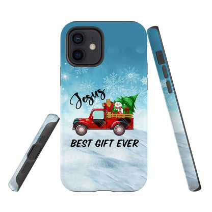 Jesus Best Gift Ever Red Truck Christmas Phone Case - Inspirational Bible Scripture iPhone Cases