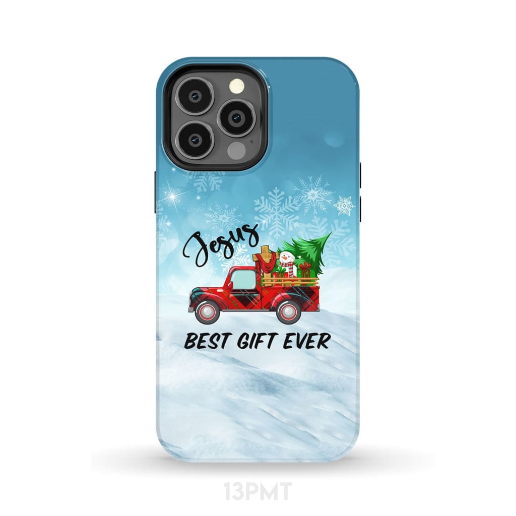 Jesus Best Gift Ever Red Truck Christmas Phone Case - Inspirational Bible Scripture iPhone Cases