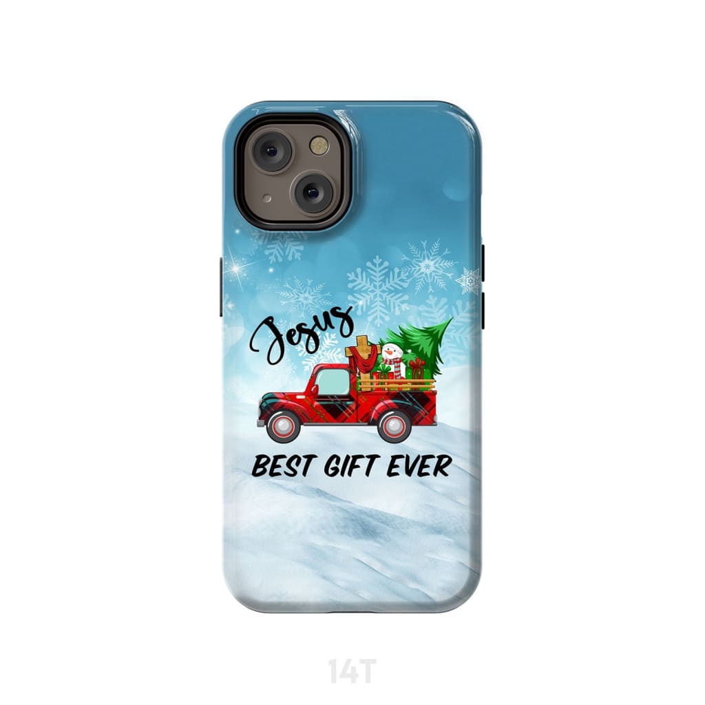 Jesus Best Gift Ever Red Truck Christmas Phone Case - Inspirational Bible Scripture iPhone Cases