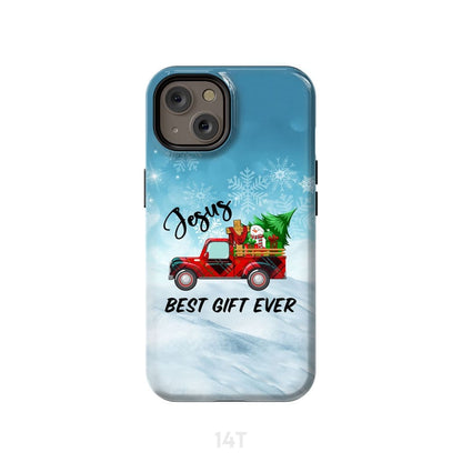 Jesus Best Gift Ever Red Truck Christmas Phone Case - Inspirational Bible Scripture iPhone Cases