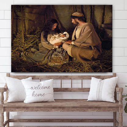 Jesus Birth Mary Joseph - Jesus Canvas Wall Art - Christian Wall Art