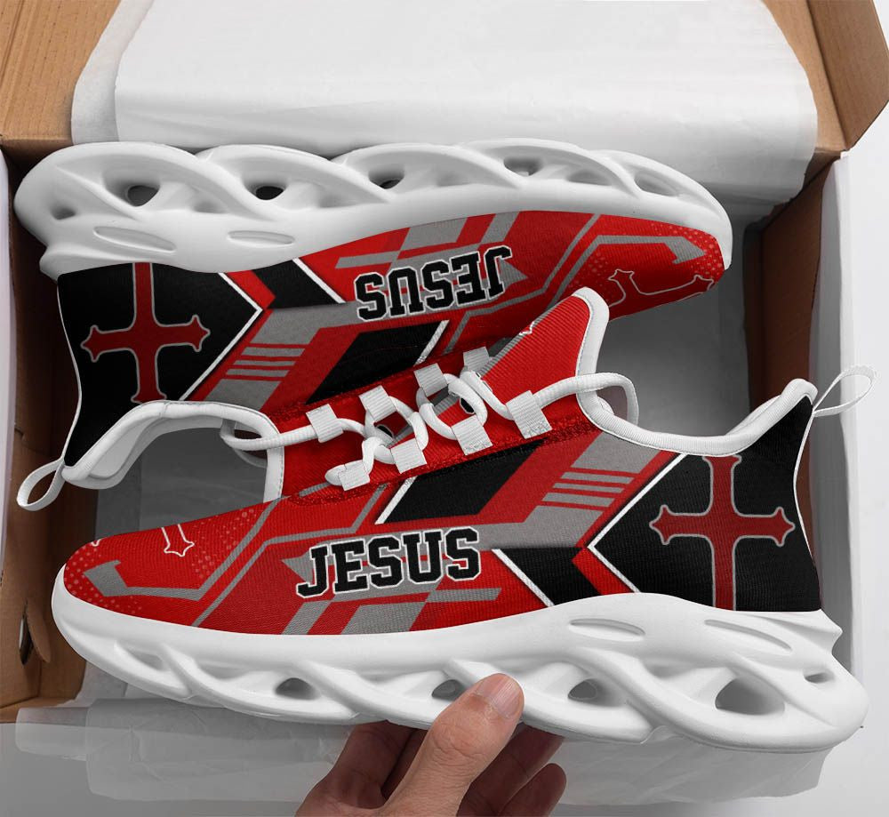 Jesus Black Red Yezy Running Sneakers Max Soul Shoes - Christian Shoes For Men And Women