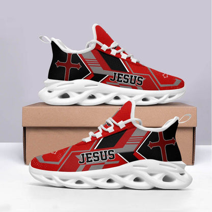 Jesus Black Red Yezy Running Sneakers Max Soul Shoes - Christian Shoes For Men And Women