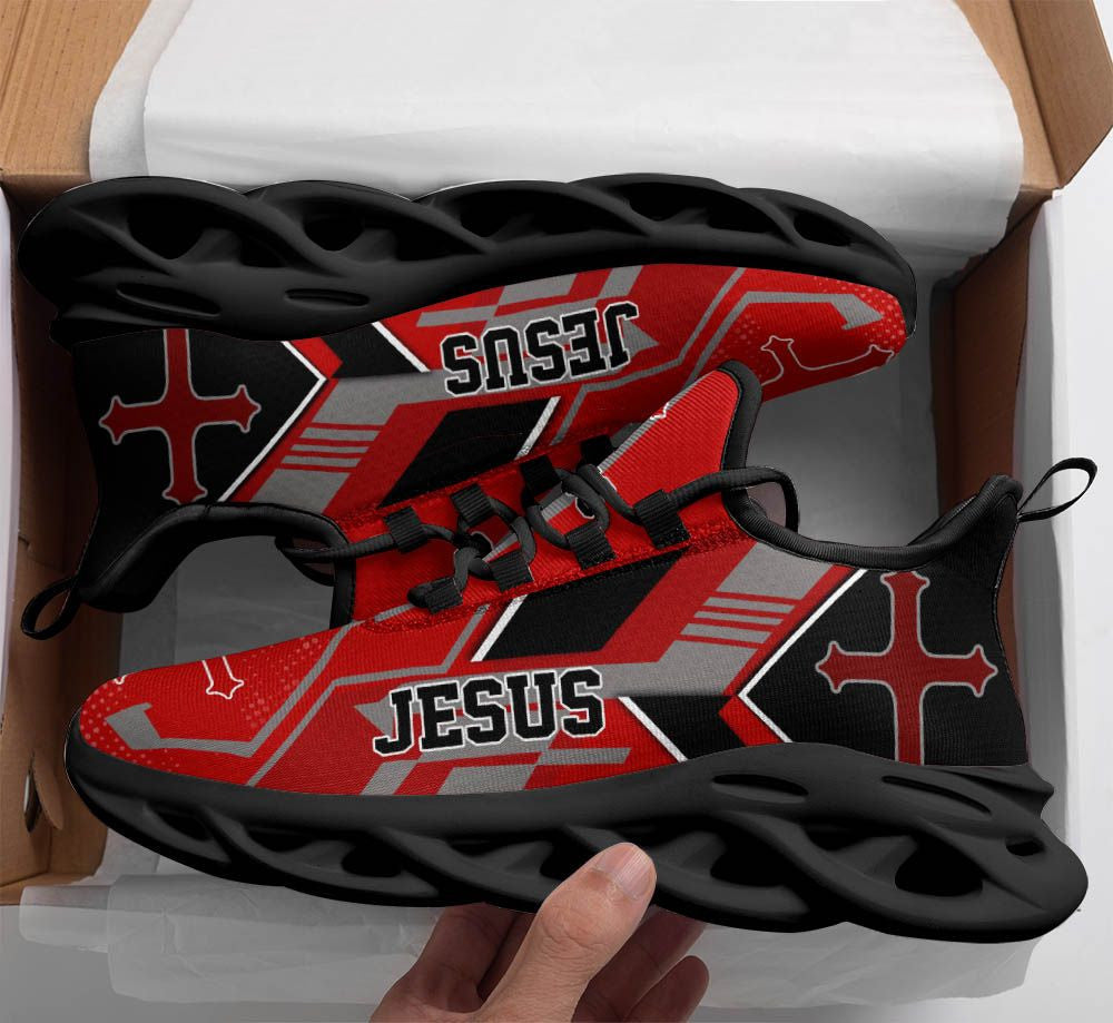 Jesus Black Red Yezy Running Sneakers Max Soul Shoes - Christian Shoes For Men And Women