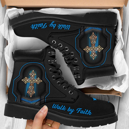 Jesus Black Sole Walk By Faith Tbl Boots - Christian Shoes For Men And Women