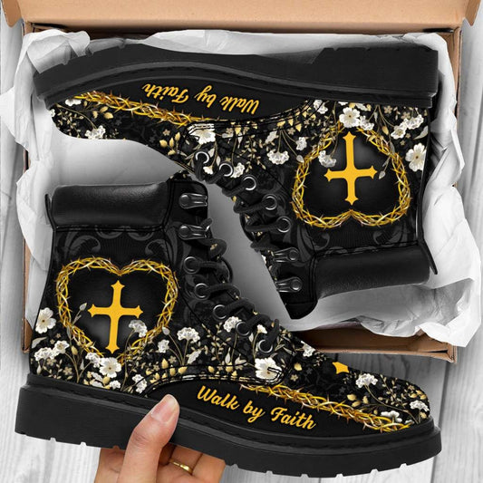 Jesus Black Walk By Faith Tbl Boots - Christian Shoes For Men And Women