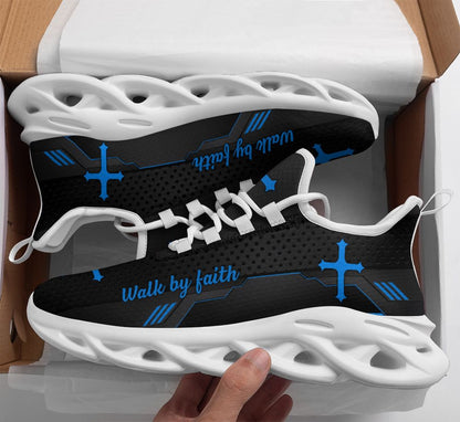 Jesus Black Walk By Faith Yezy Running Sneakers 2 Max Soul Shoes - Christian Shoes For Men And Women