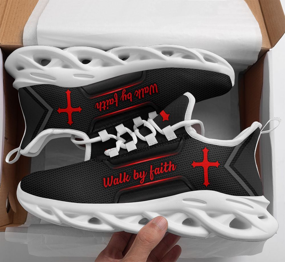 Jesus Black Walk By Faith Yezy Running Sneakers 3 Max Soul Shoes - Christian Shoes For Men And Women