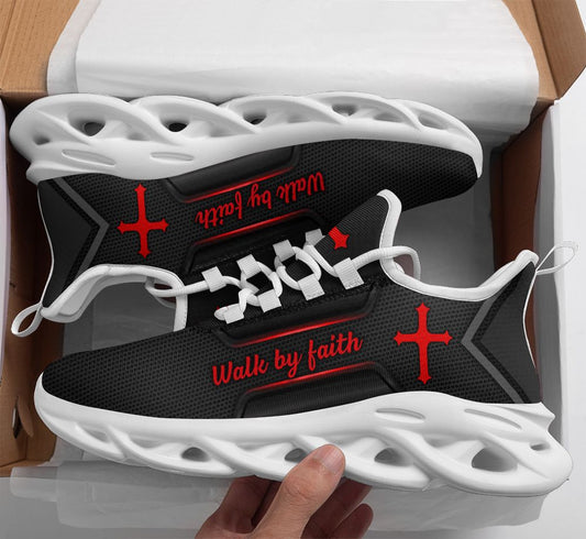 Jesus Black Walk By Faith Yezy Running Sneakers 3 Max Soul Shoes - Christian Shoes For Men And Women
