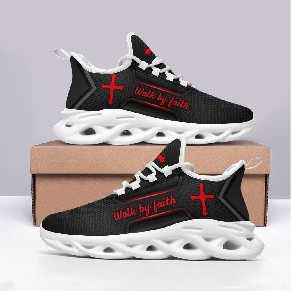 Jesus Black Walk By Faith Yezy Running Sneakers 3 Max Soul Shoes - Christian Shoes For Men And Women