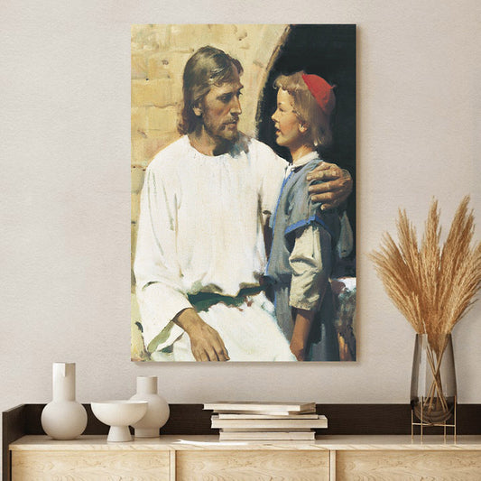 Jesus Blessing Children Canvas Pictures - Religious Wall Art Canvas - Christian Paintings For Home