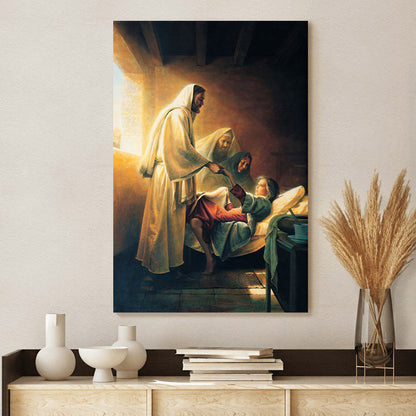 Jesus Blessing Jairus’s Daughter Canvas Pictures - Religious Wall Art Canvas - Christian Paintings For Home