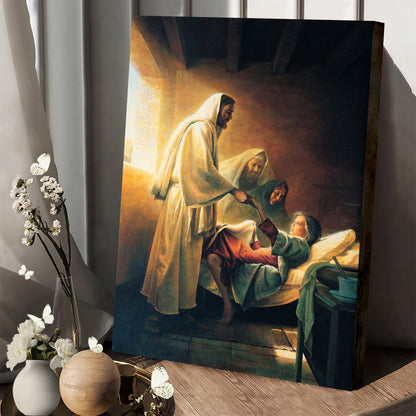 Jesus Blessing Jairus’s Daughter Canvas Pictures - Religious Wall Art Canvas - Christian Paintings For Home