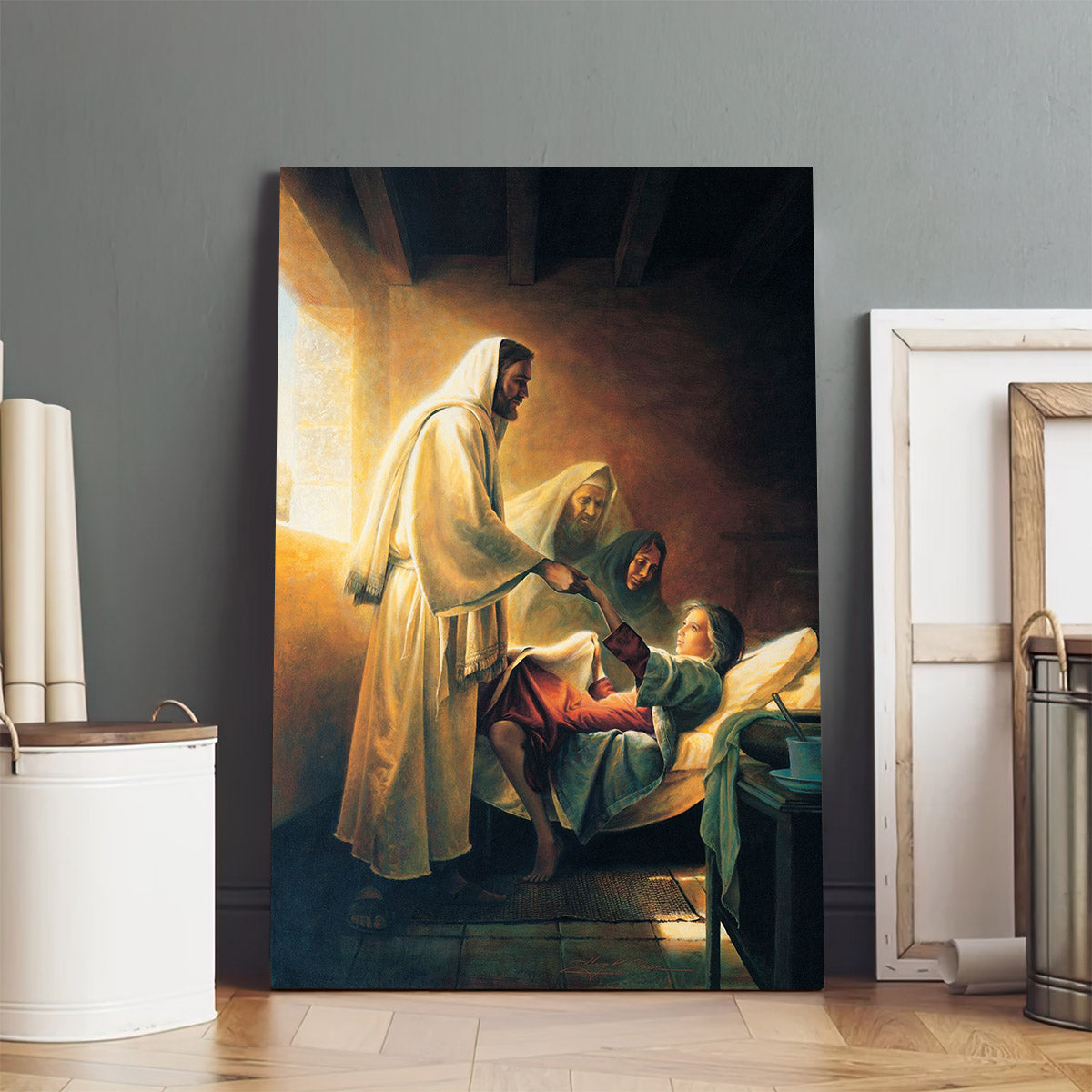 Jesus Blessing Jairus’s Daughter Canvas Pictures - Religious Wall Art Canvas - Christian Paintings For Home