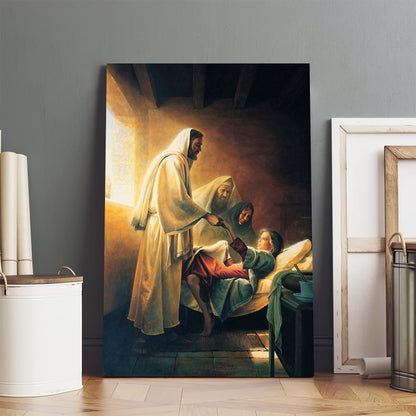 Jesus Blessing Jairus’s Daughter Canvas Pictures - Religious Wall Art Canvas - Christian Paintings For Home