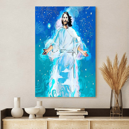 Jesus Blue Art Canvas Picture - Jesus Christ Canvas Art - Christian Wall Canvas