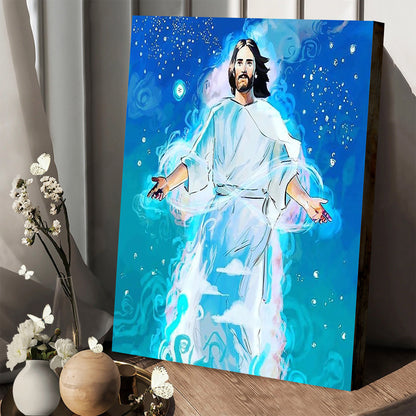 Jesus Blue Art Canvas Picture - Jesus Christ Canvas Art - Christian Wall Canvas
