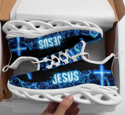 Jesus Blue Yezy Running Sneakers Max Soul Shoes - Christian Shoes For Men And Women