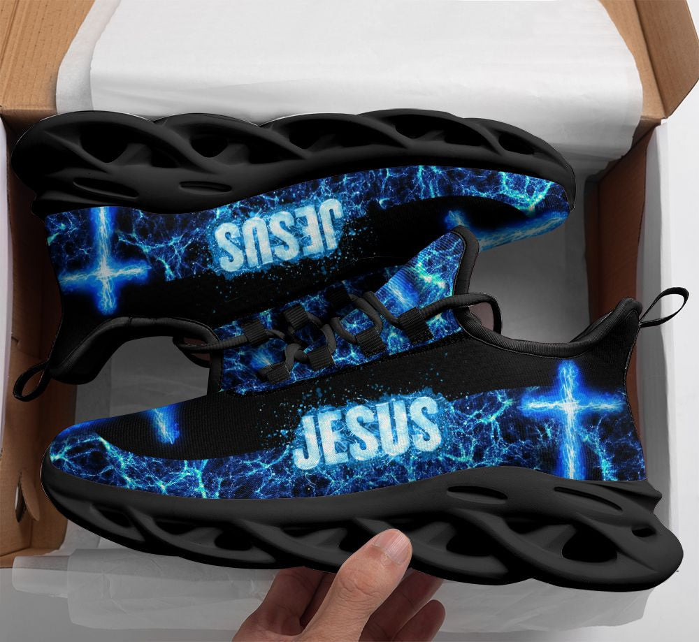 Jesus Blue Yezy Running Sneakers Max Soul Shoes - Christian Shoes For Men And Women