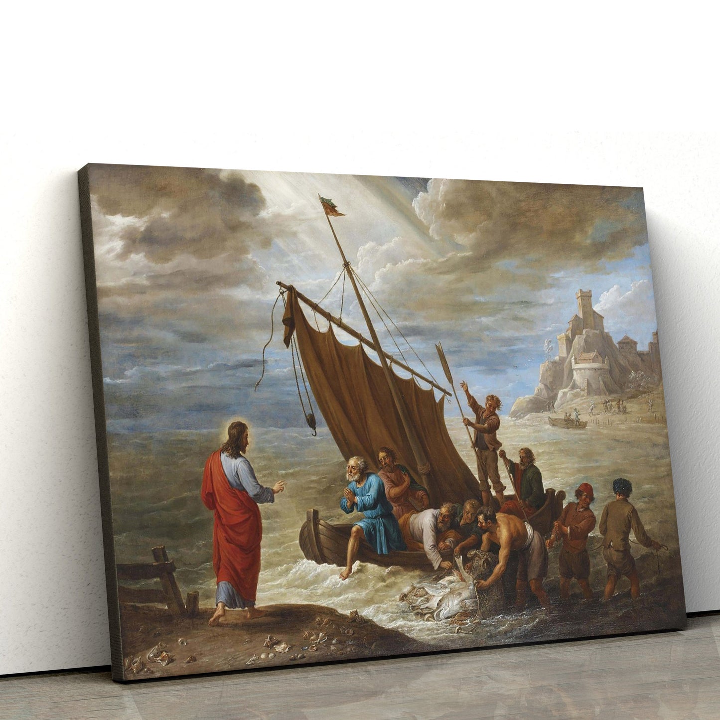 Jesus Boat Painting - Jesus Canvas Wall Art - Christian Wall Art