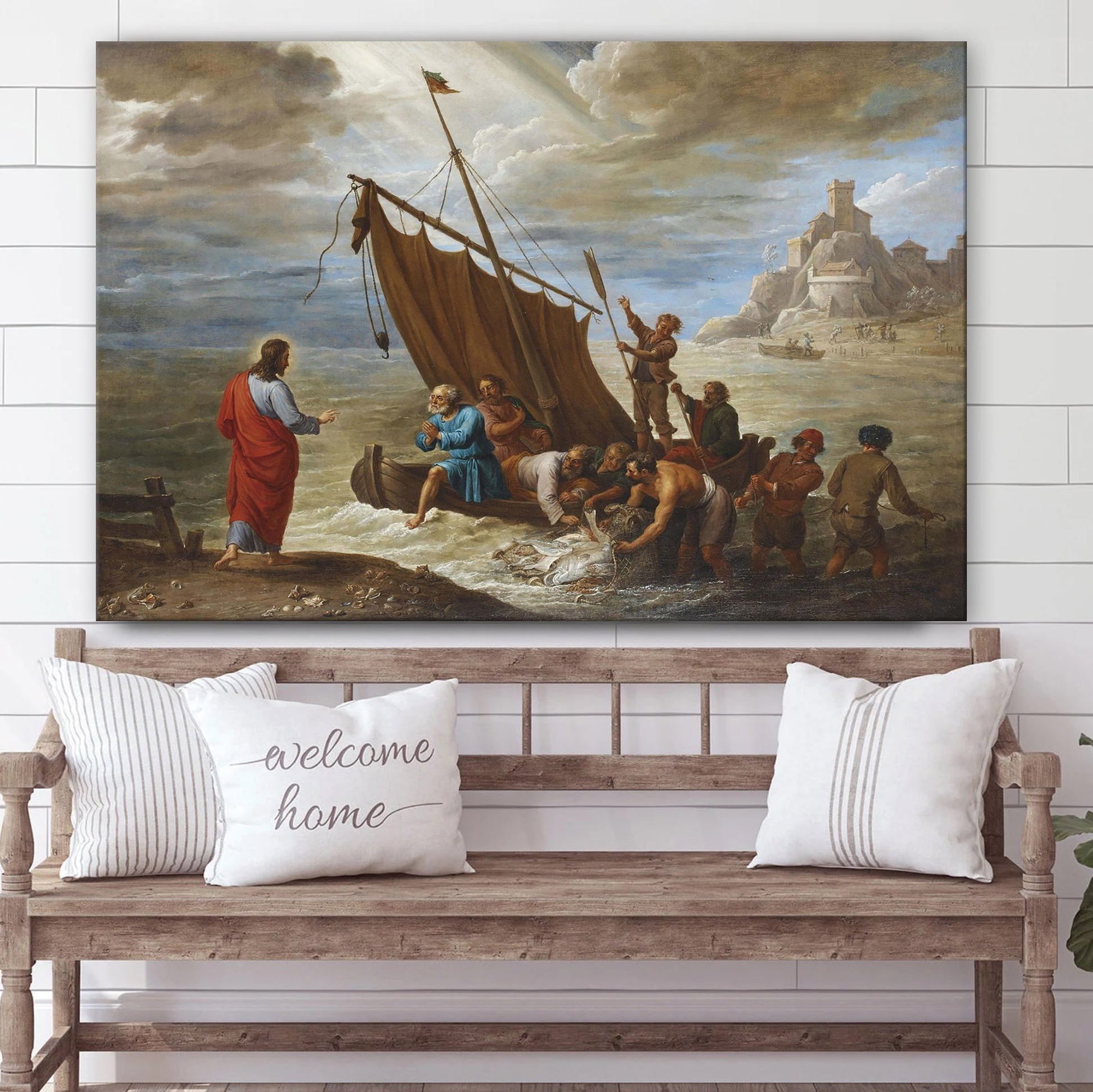 Jesus Boat Painting - Jesus Canvas Wall Art - Christian Wall Art