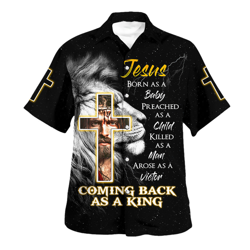 Jesus Born As A Baby Lion Cross Hawaiian Shirt - Christian Hawaiian Shirt - Religious Hawaiian Shirts