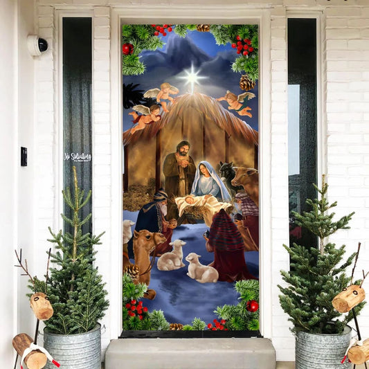 Jesus Borrn Door Cover Scenery - Religious Door Decorations - Christian Home Decor
