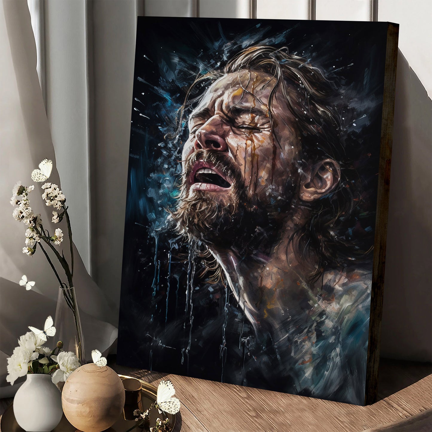 Jesus Breathing In Water - Canvas Picture - Jesus Christ Canvas - Christian Wall Art