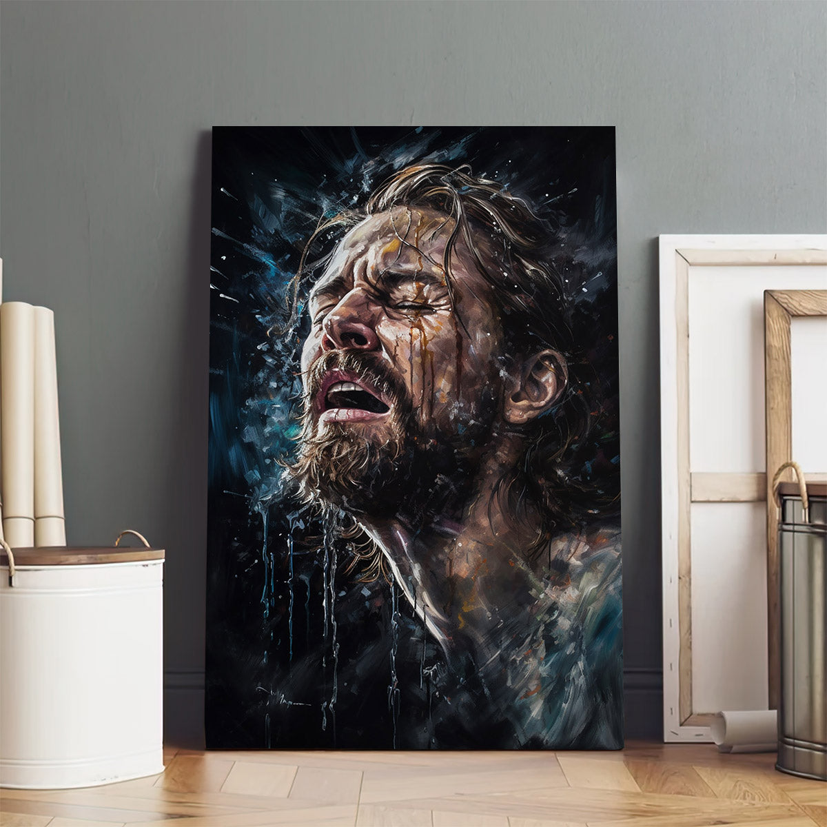 Jesus Breathing In Water - Canvas Picture - Jesus Christ Canvas - Christian Wall Art